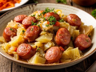 Сытное сочетание: тушёная капуста с сосисками для семейного ужина