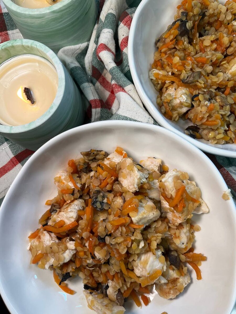 Овощная чечевица с курицей: быстро и вкусно