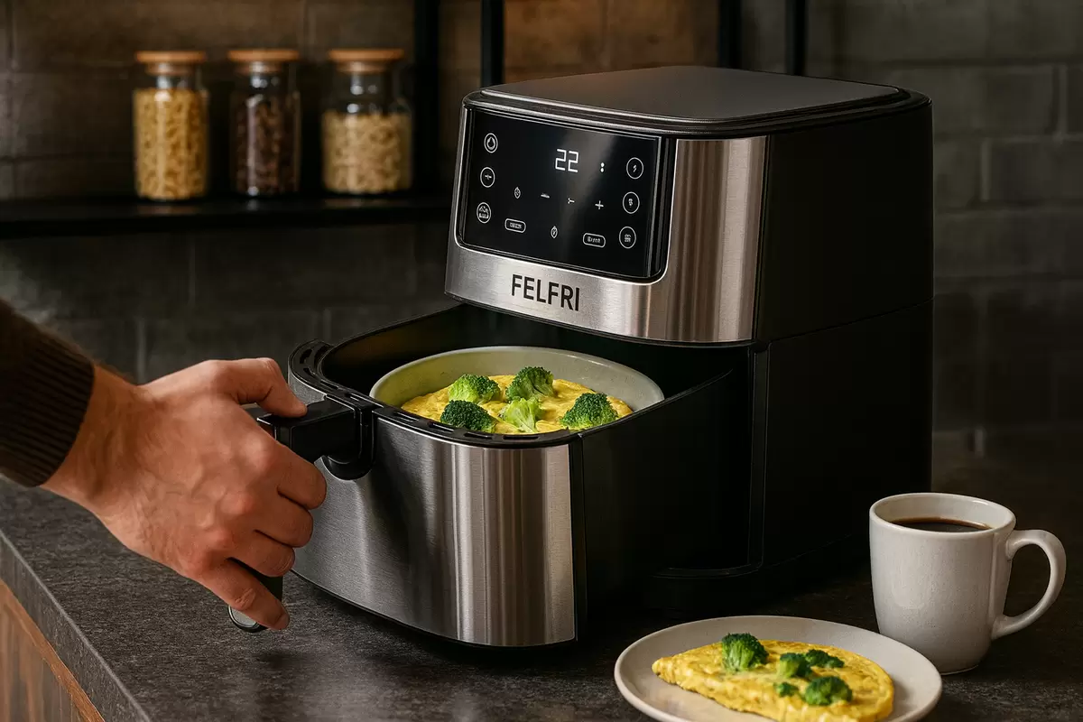 Легкий завтрак: нежный омлет с брокколи в аэрогриле за 15 минут